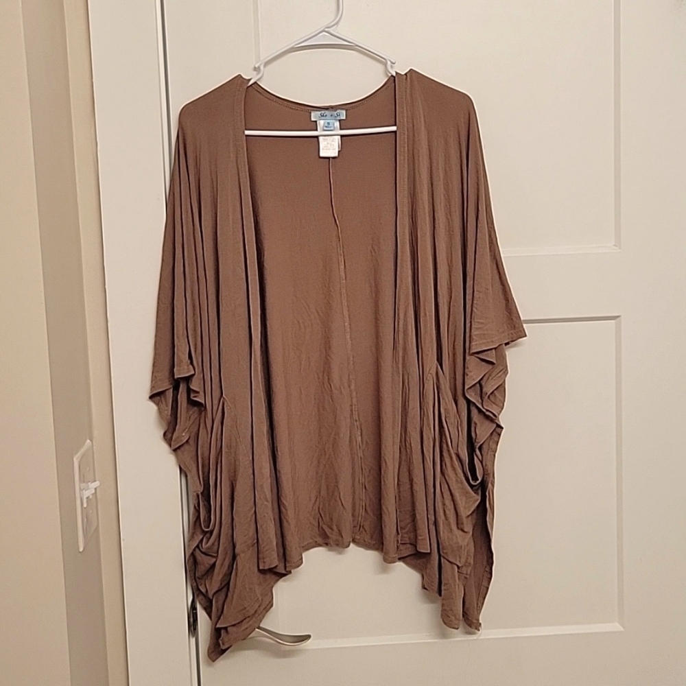 She + Sky brown waterfall cardigan